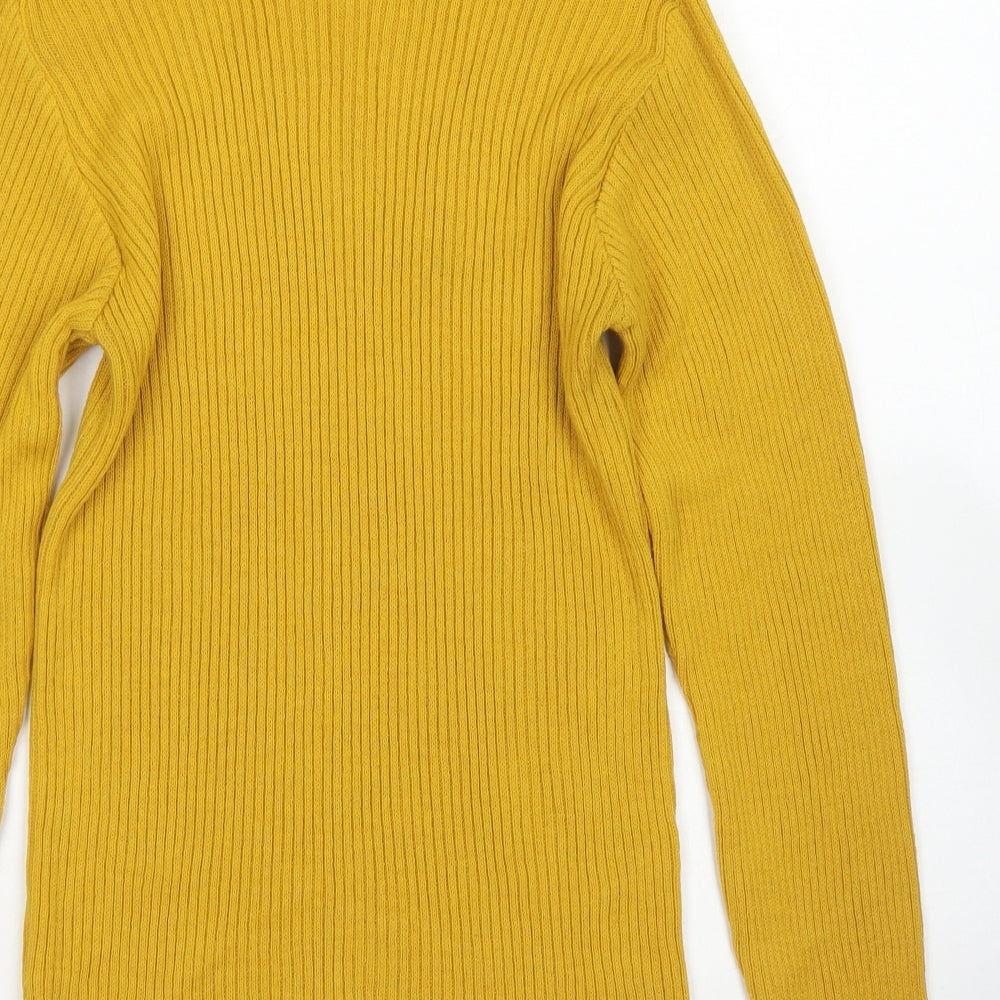 Boohoo Womens Yellow Roll Neck  Acrylic Pullover Jumper Size M