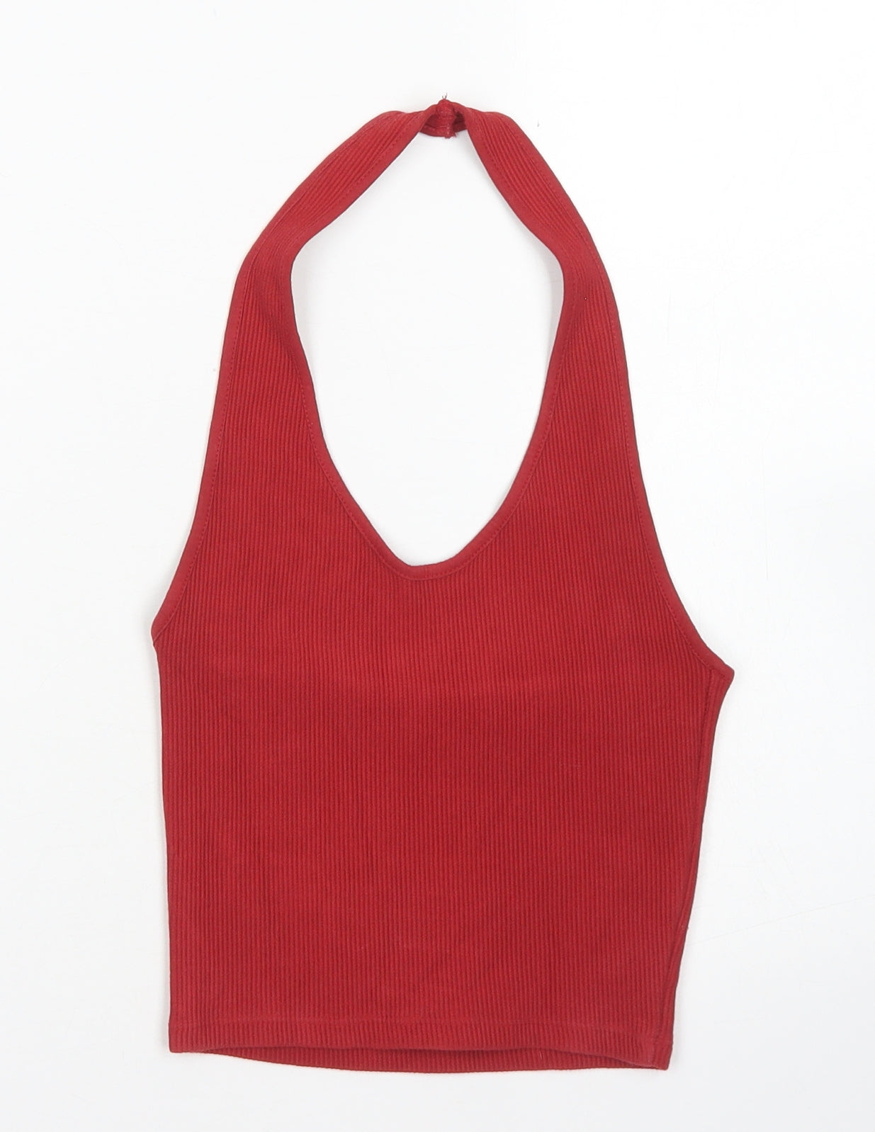 Topshop Womens Red  Cotton Cropped Tank Size 8 Halter