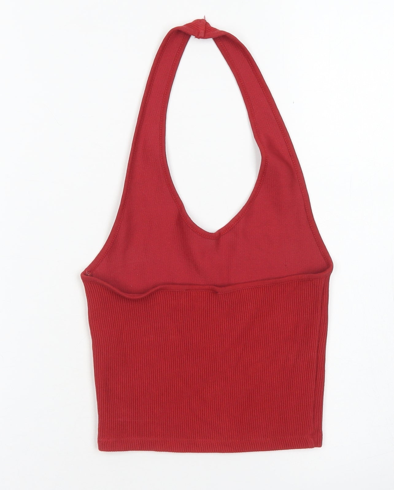 Topshop Womens Red  Cotton Cropped Tank Size 8 Halter