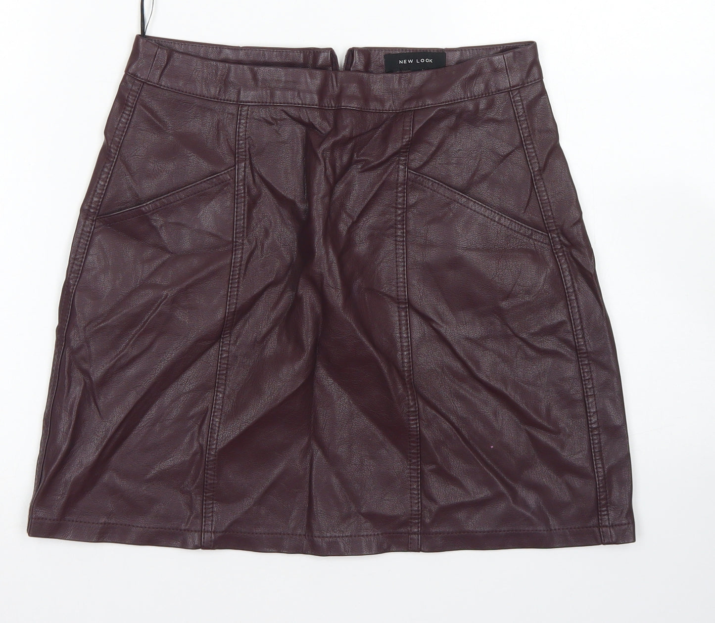 New Look Womens Purple  Polyurethane A-Line Skirt Size 8   Zip