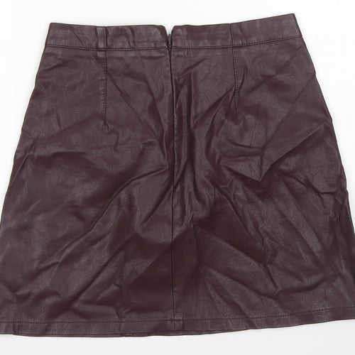 New Look Womens Purple  Polyurethane A-Line Skirt Size 8   Zip