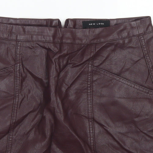 New Look Womens Purple  Polyurethane A-Line Skirt Size 8   Zip