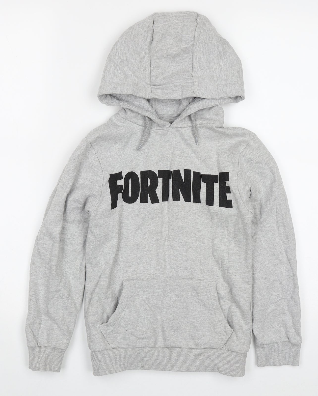 Preworn Boys Grey  Cotton Pullover Hoodie Size 7-8 Years  Pullover - Fortnight