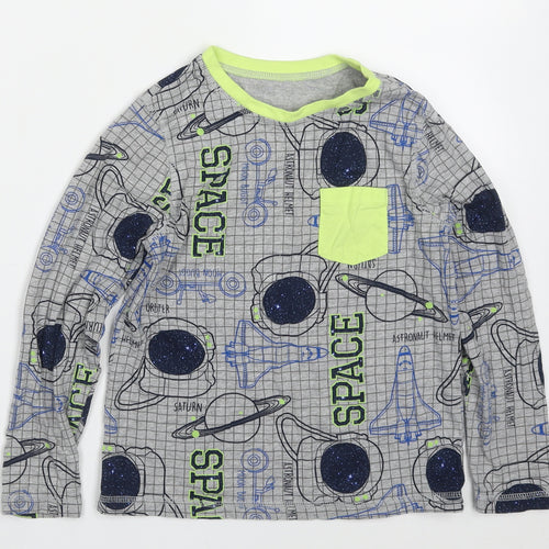 George Boys Grey Geometric Cotton  Pyjama Top Size 6 Years  Pullover - Space