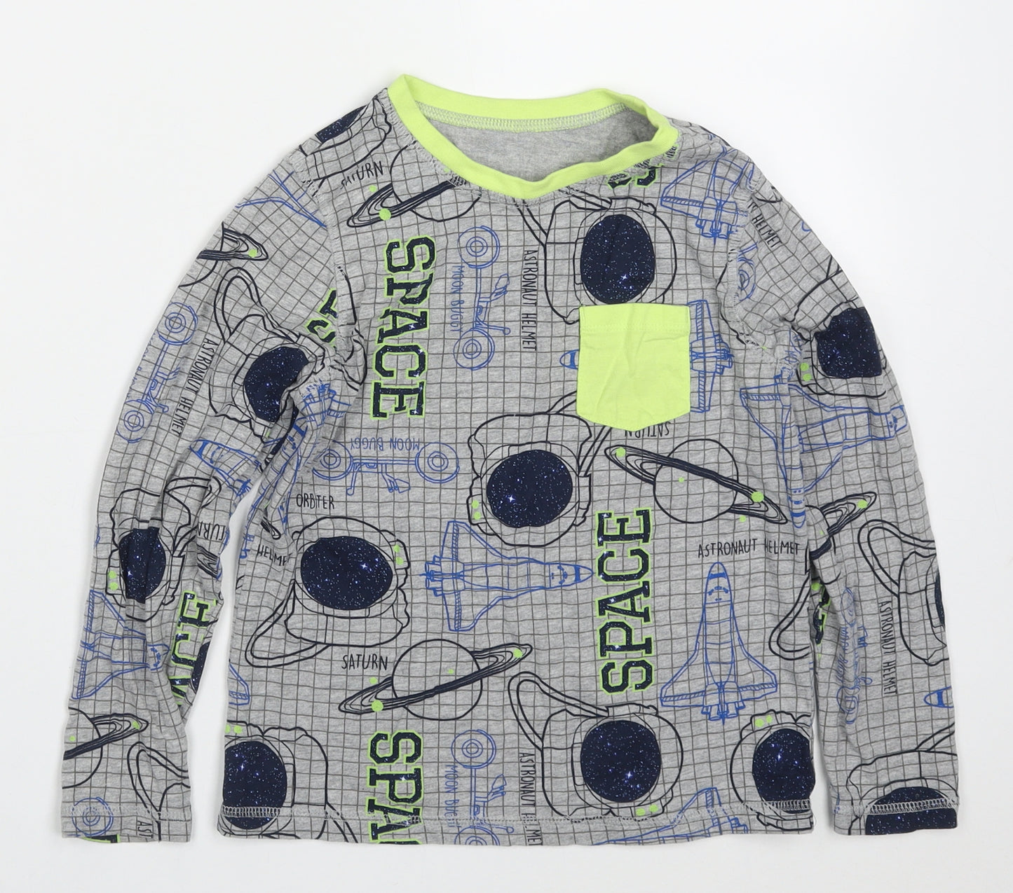 George Boys Grey Geometric Cotton  Pyjama Top Size 6 Years  Pullover - Space