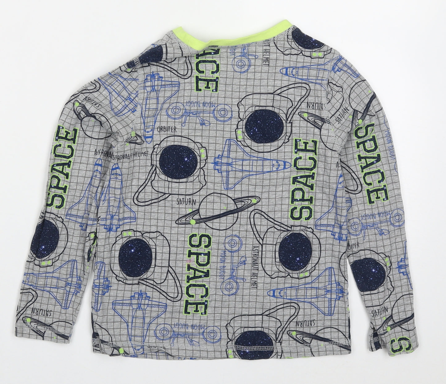 George Boys Grey Geometric Cotton  Pyjama Top Size 6 Years  Pullover - Space
