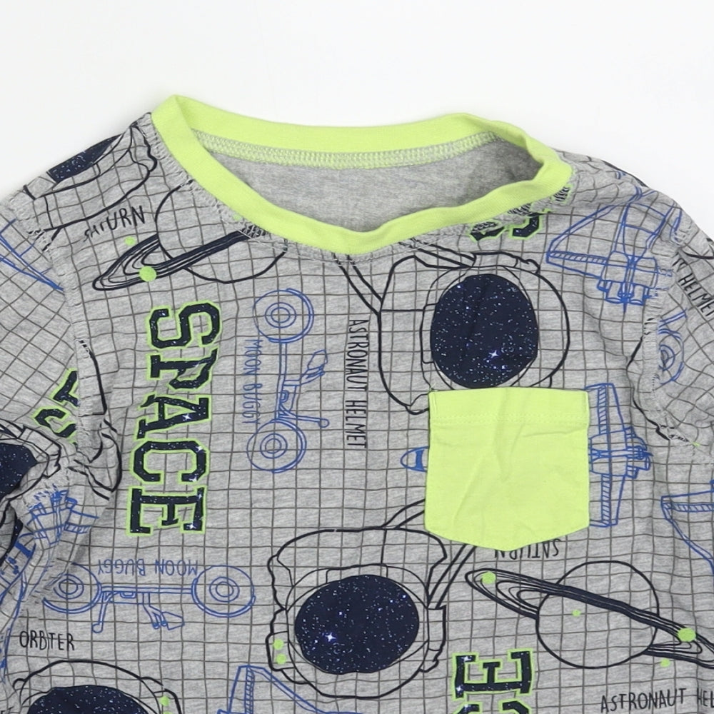 George Boys Grey Geometric Cotton  Pyjama Top Size 6 Years  Pullover - Space