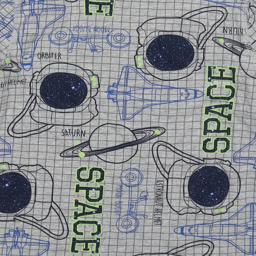George Boys Grey Geometric Cotton  Pyjama Top Size 6 Years  Pullover - Space