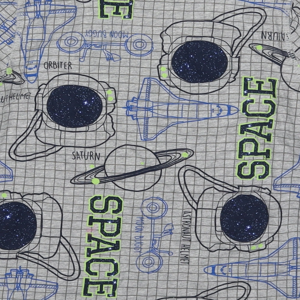 George Boys Grey Geometric Cotton  Pyjama Top Size 6 Years  Pullover - Space