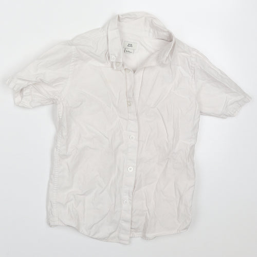 River Island Boys White  Cotton Basic Button-Up Size 5-6 Years Collared Button