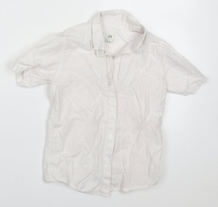River Island Boys White  Cotton Basic Button-Up Size 5-6 Years Collared Button