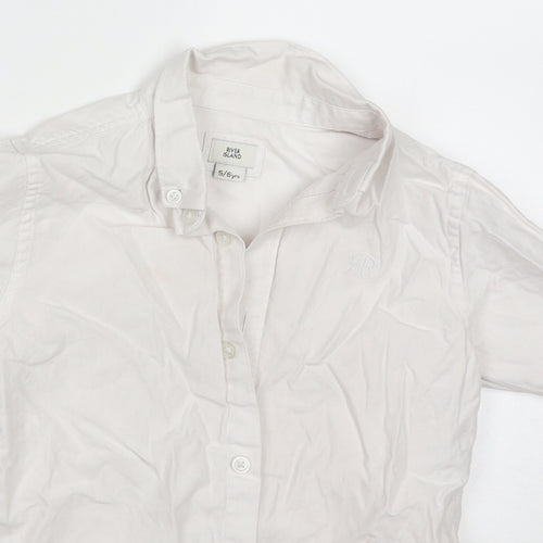 River Island Boys White  Cotton Basic Button-Up Size 5-6 Years Collared Button