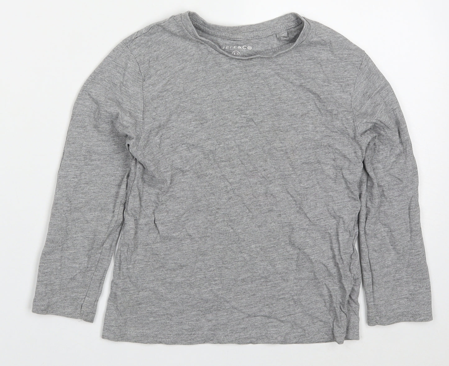 Jeff&Co Boys Grey  Cotton Basic T-Shirt Size 4-5 Years Crew Neck Pullover