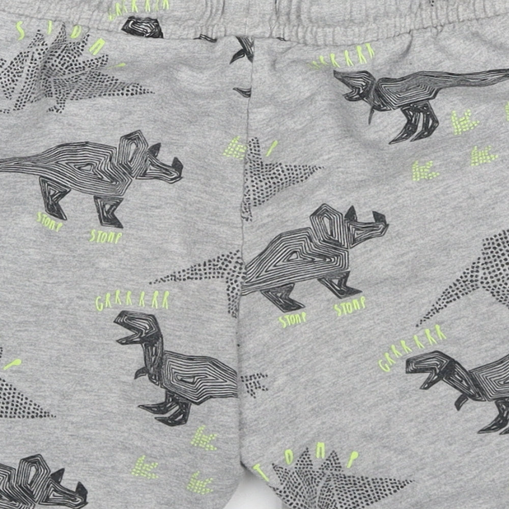 F&F Boys Grey Geometric Cotton Sweat Shorts Size 5-6 Years  Regular Drawstring - Dinosaurs