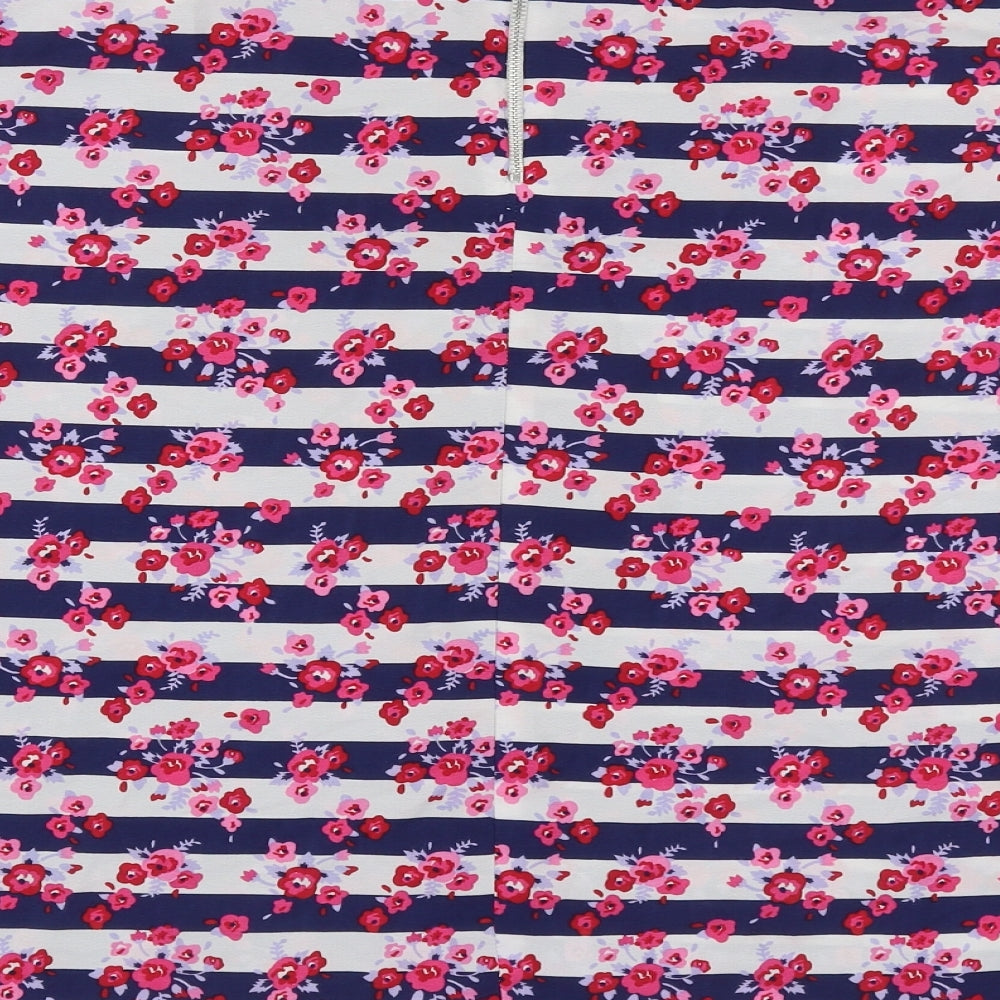 Preworn Womens Multicoloured Floral Polyester Basic Blouse Size 18 Roll Neck