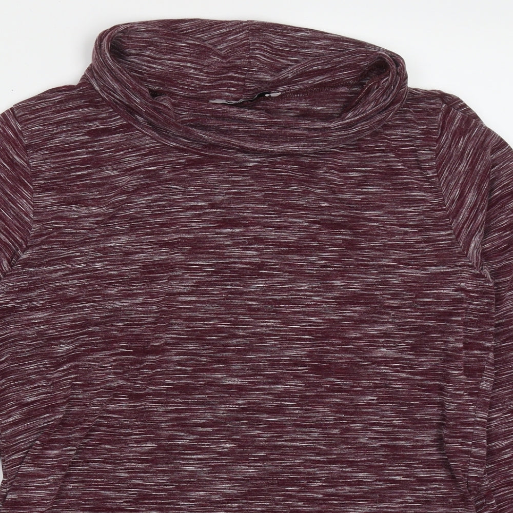 Yidarton Womens Purple  Cotton Basic T-Shirt Size L Roll Neck