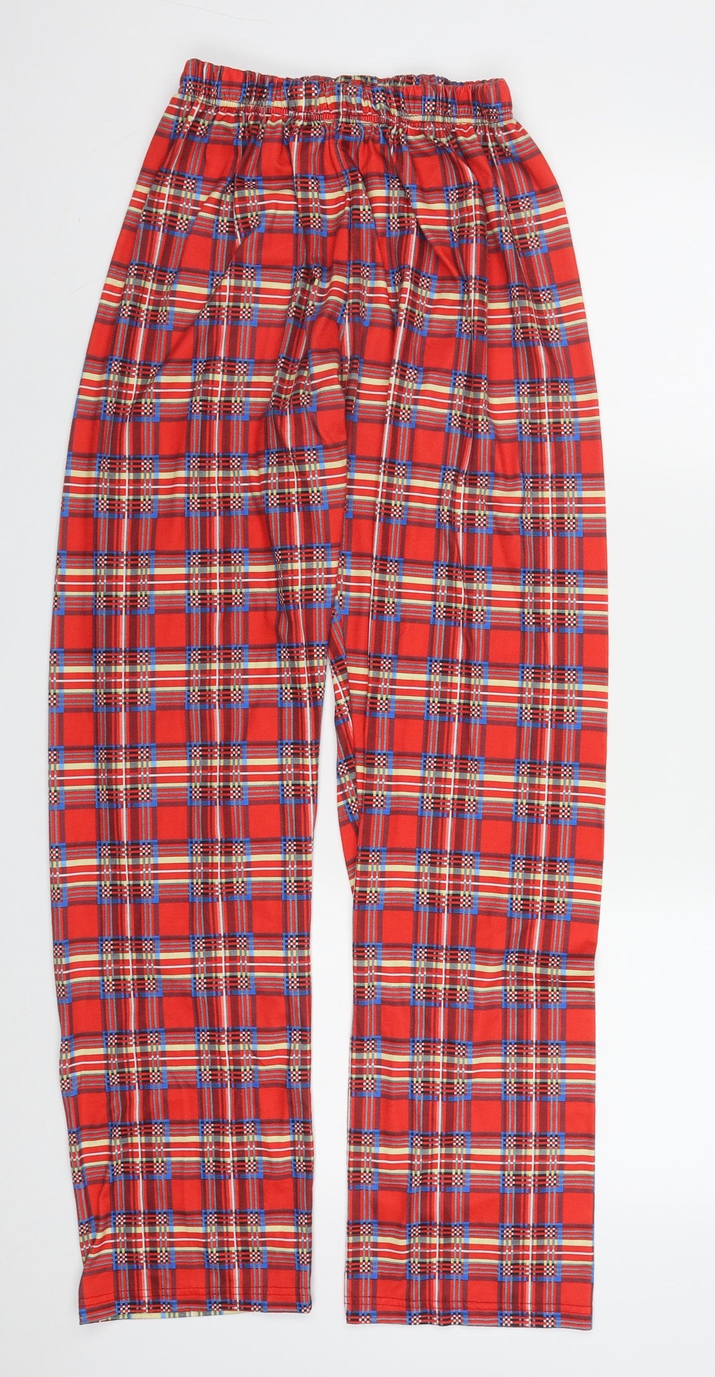 Preworn Womens Red Check Polyester Trousers  Size L L30 in Regular  - Pyjama Pants