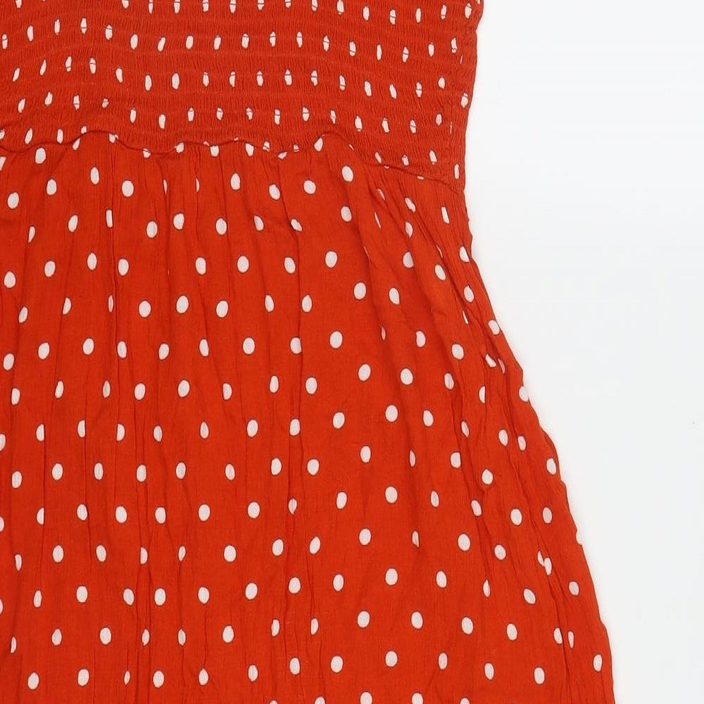 George Womens Red Polka Dot Viscose Tank Dress  Size 16  Round Neck Pullover