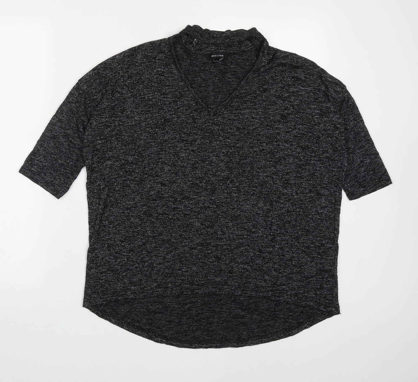 New Look Womens Grey  Viscose Basic T-Shirt Size M Roll Neck