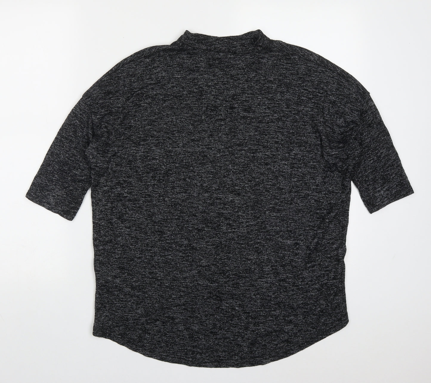 New Look Womens Grey  Viscose Basic T-Shirt Size M Roll Neck