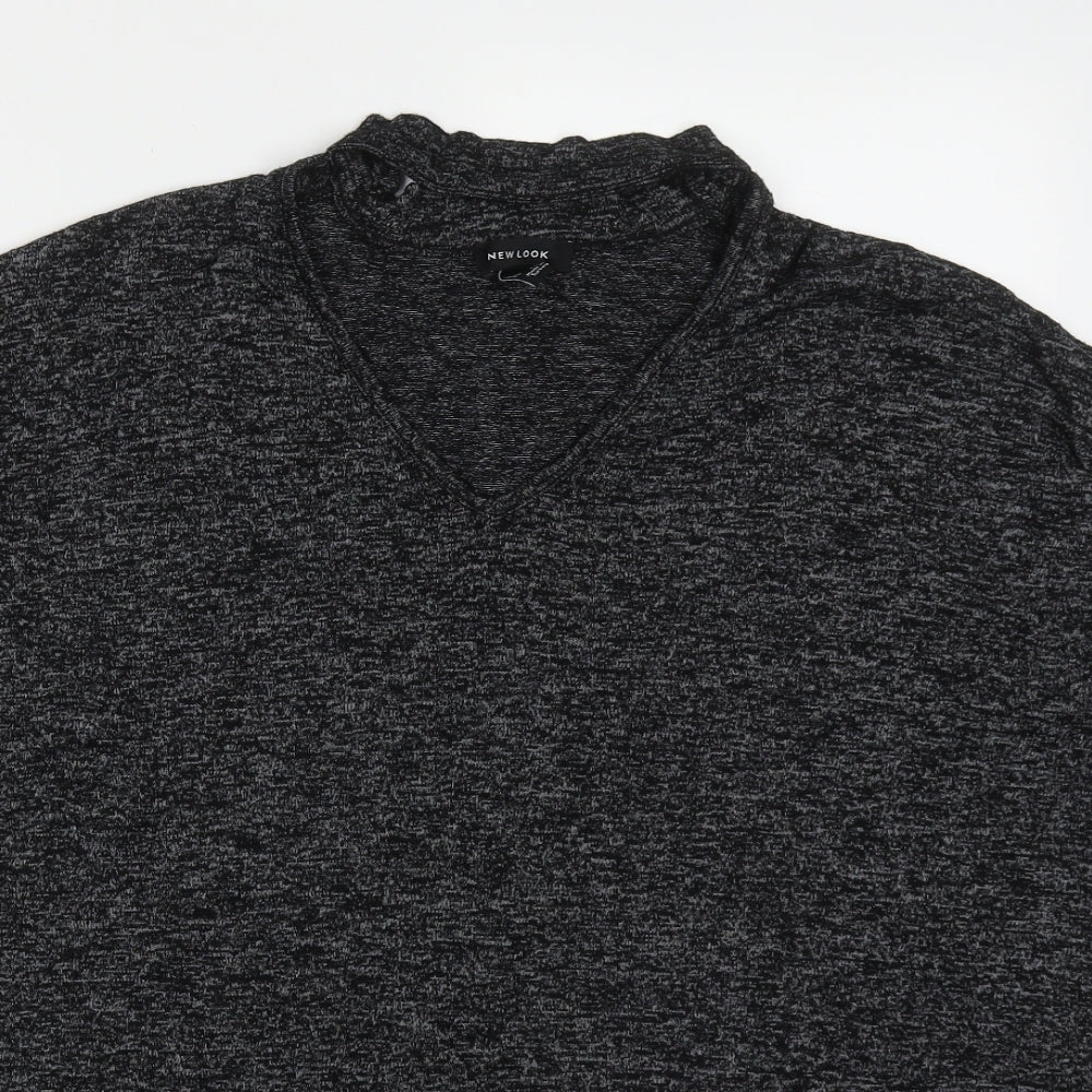 New Look Womens Grey  Viscose Basic T-Shirt Size M Roll Neck