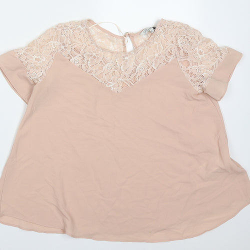 Peacocks Womens Pink  Polyester Basic Blouse Size 10 Off the Shoulder