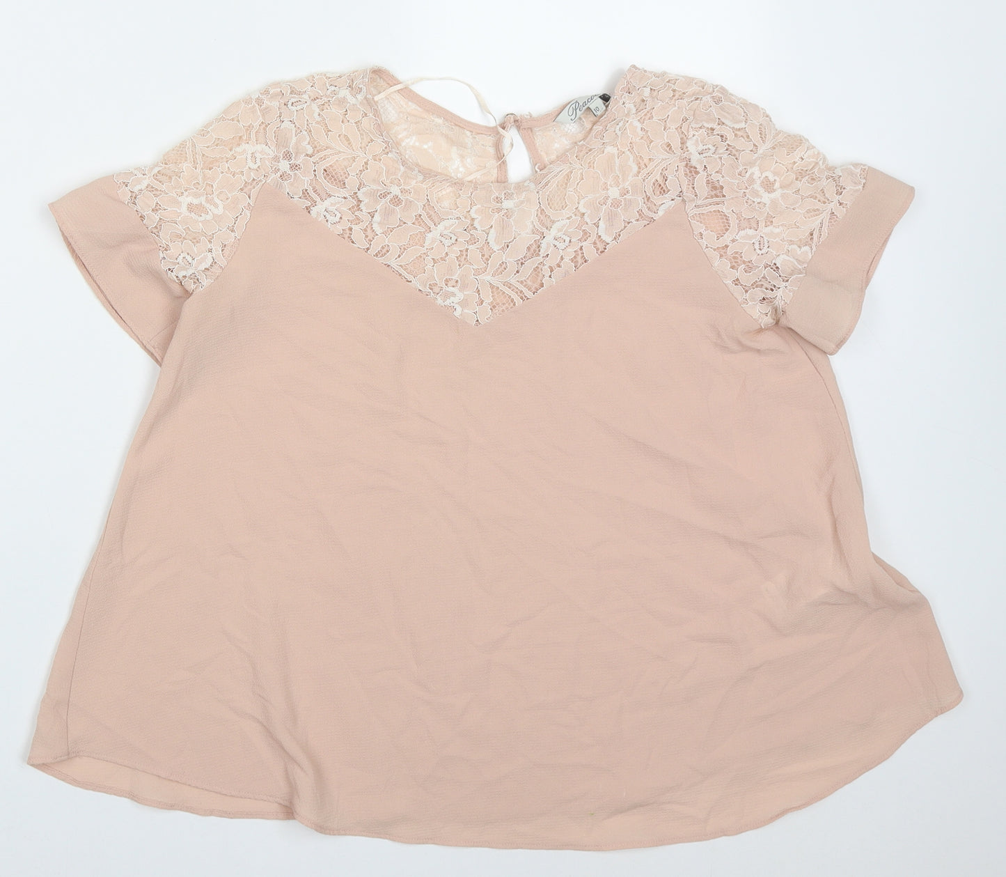 Peacocks Womens Pink  Polyester Basic Blouse Size 10 Off the Shoulder
