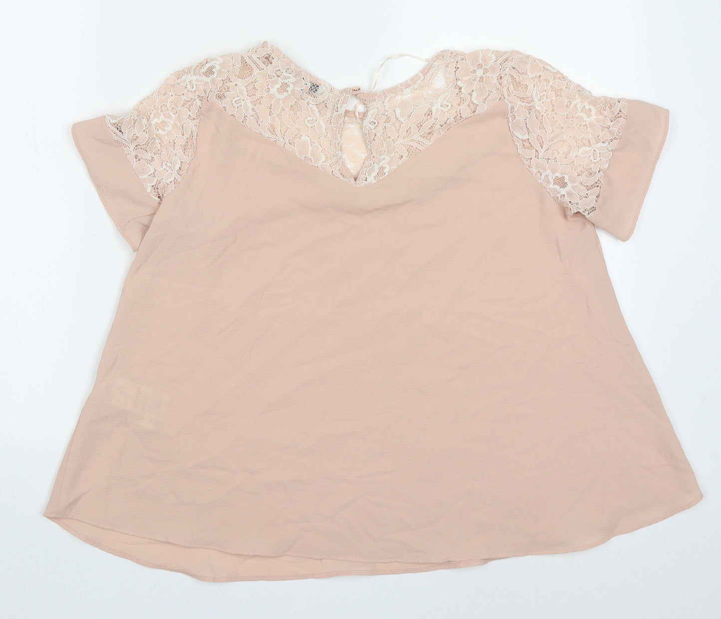 Peacocks Womens Pink  Polyester Basic Blouse Size 10 Off the Shoulder