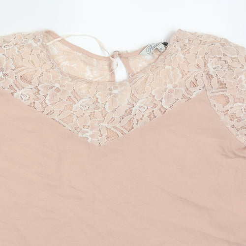 Peacocks Womens Pink  Polyester Basic Blouse Size 10 Off the Shoulder