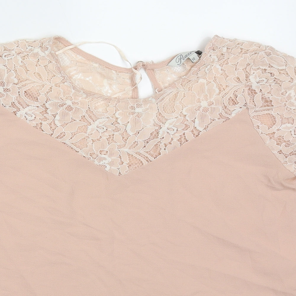 Peacocks Womens Pink  Polyester Basic Blouse Size 10 Off the Shoulder