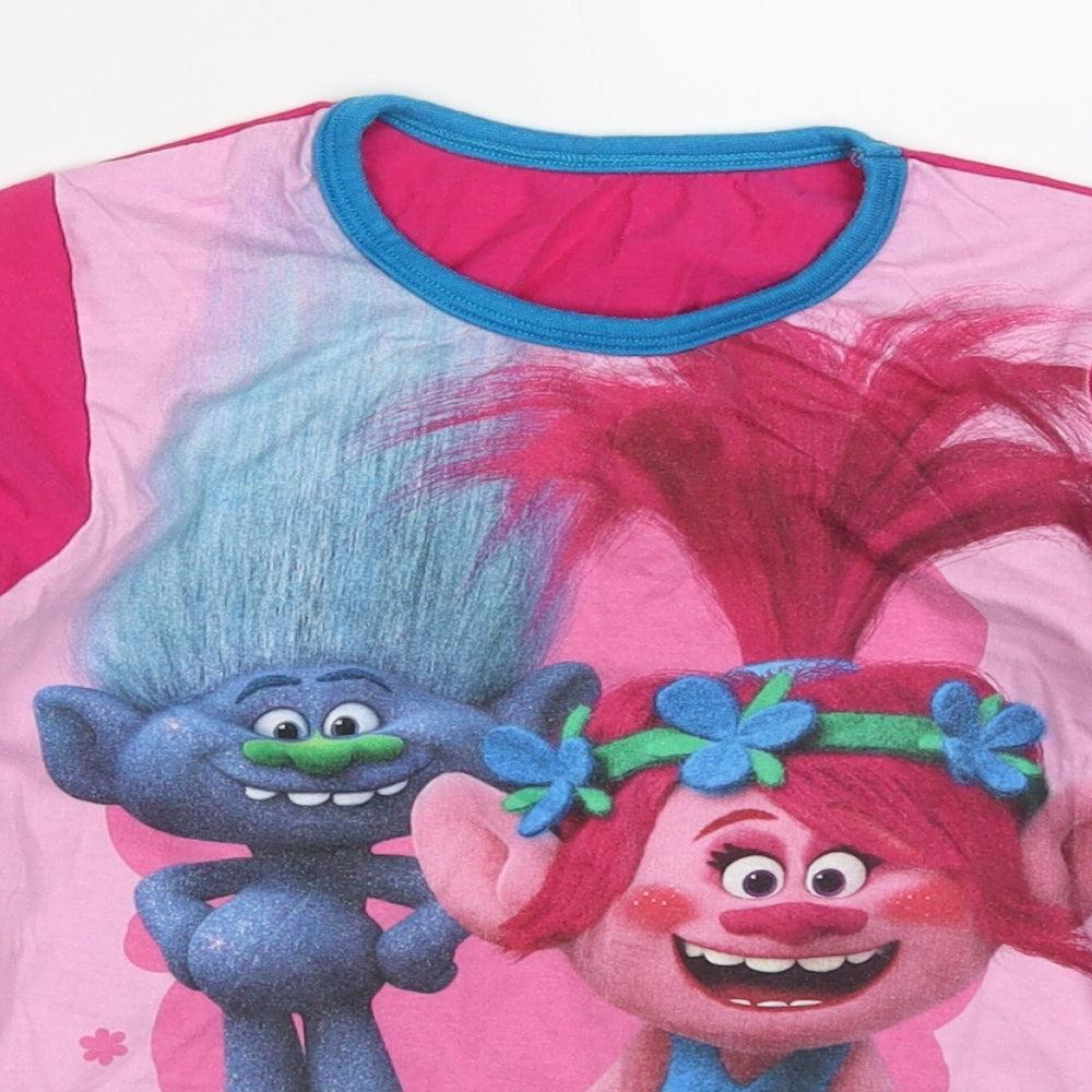 Laylawson Girls Pink Solid Cotton Top Pyjama Top Size 7-8 Years  Pullover - Have a Glitter Day Trolls