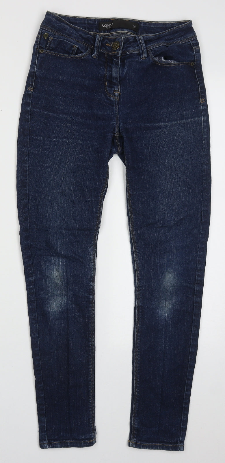 NEXT Womens Blue  Cotton Skinny Jeans Size 6 L26 in Regular Button