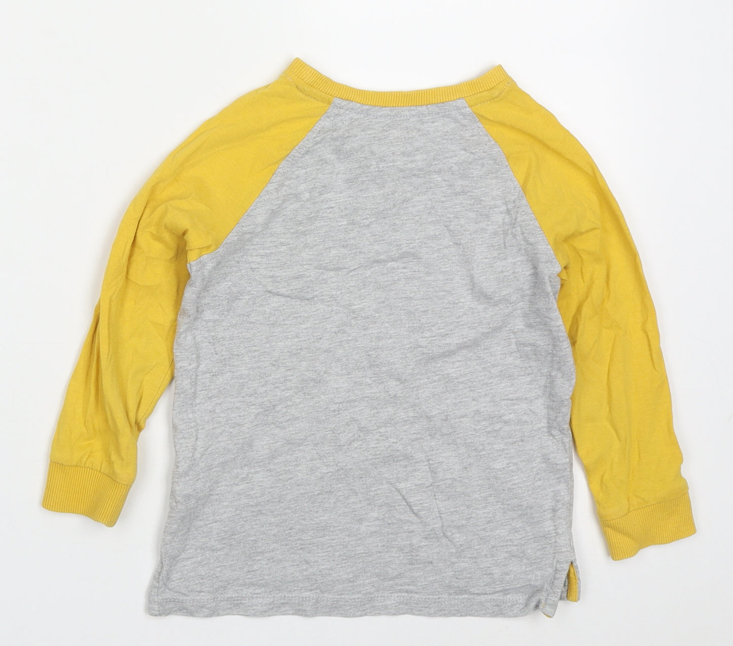 George Boys Yellow Colourblock Cotton Basic T-Shirt Size 3-4 Years Crew Neck Pullover