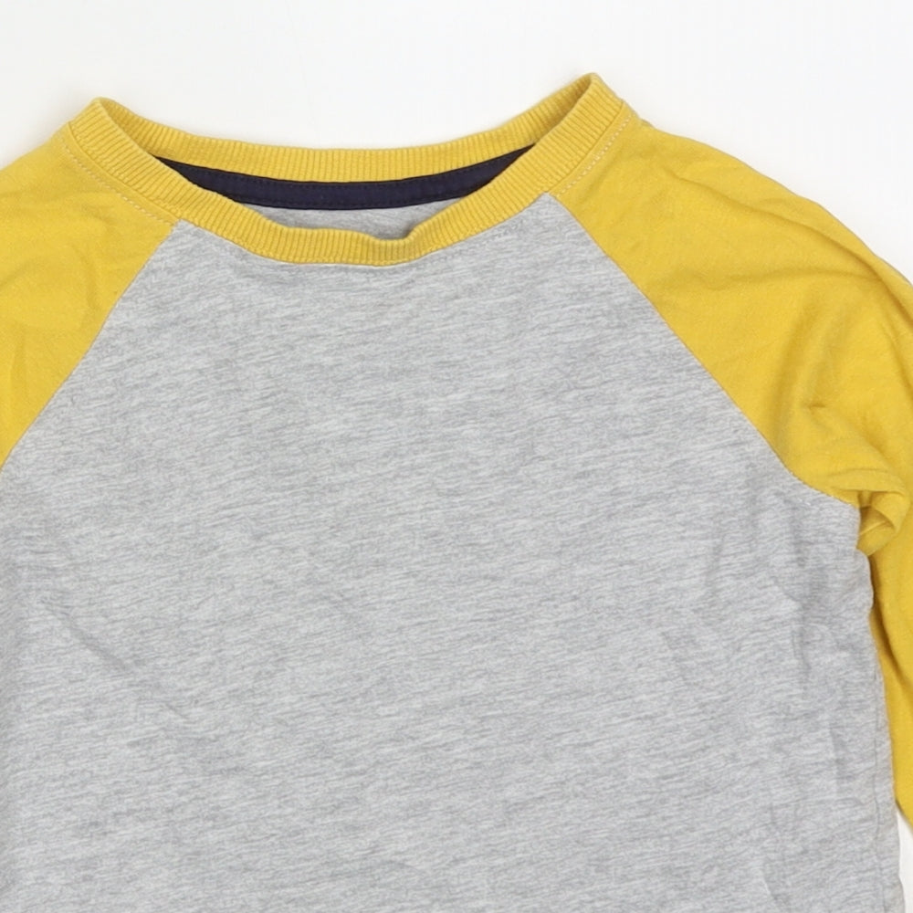 George Boys Yellow Colourblock Cotton Basic T-Shirt Size 3-4 Years Crew Neck Pullover