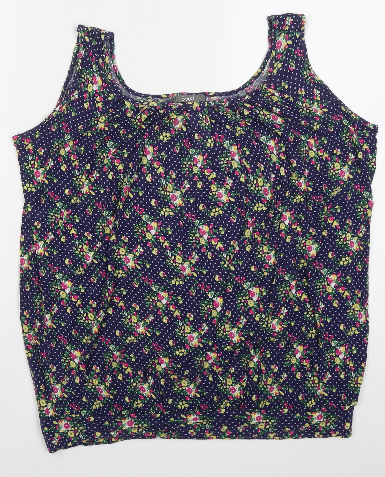South Womens Multicoloured Floral Viscose Basic Tank Size 18 Round Neck