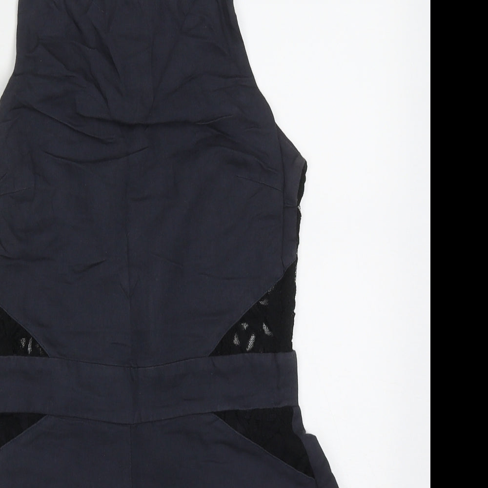 Topshop Womens Grey  Cotton Playsuit One-Piece Size 8  Zip
