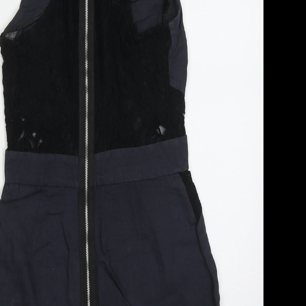 Topshop Womens Grey  Cotton Playsuit One-Piece Size 8  Zip