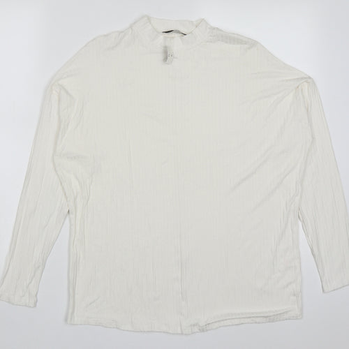 George Womens White Round Neck  Viscose Pullover Jumper Size 12