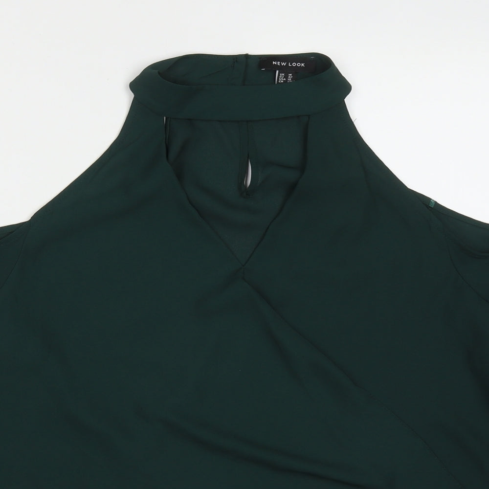New Look Womens Green  Polyester Basic Blouse Size 14 Off the Shoulder