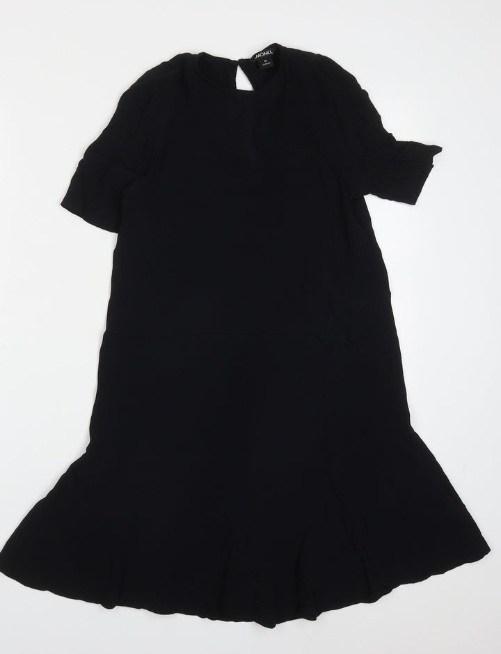Monki Womens Black  Viscose A-Line  Size XS  Round Neck Button