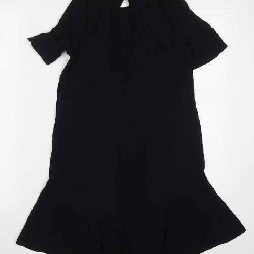 Monki Womens Black  Viscose A-Line  Size XS  Round Neck Button