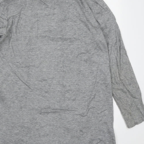 Luisa Perla Womens Grey V-Neck  Acrylic Cardigan Jumper Size M