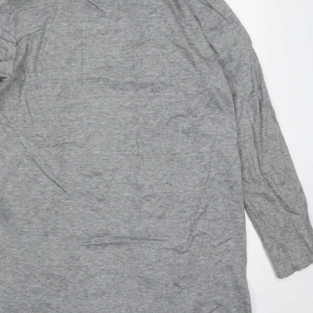 Luisa Perla Womens Grey V-Neck  Acrylic Cardigan Jumper Size M