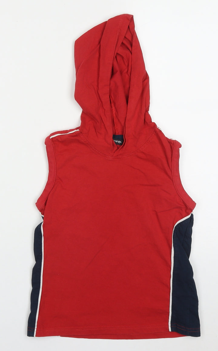 George Boys Red Cotton Pullover Hoodie Size 7-8 Years Pullover