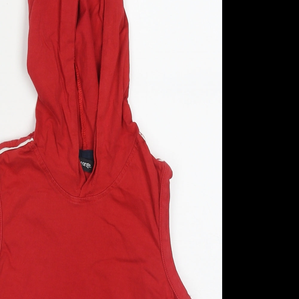 George Boys Red  Cotton Pullover Hoodie Size 7-8 Years  Pullover