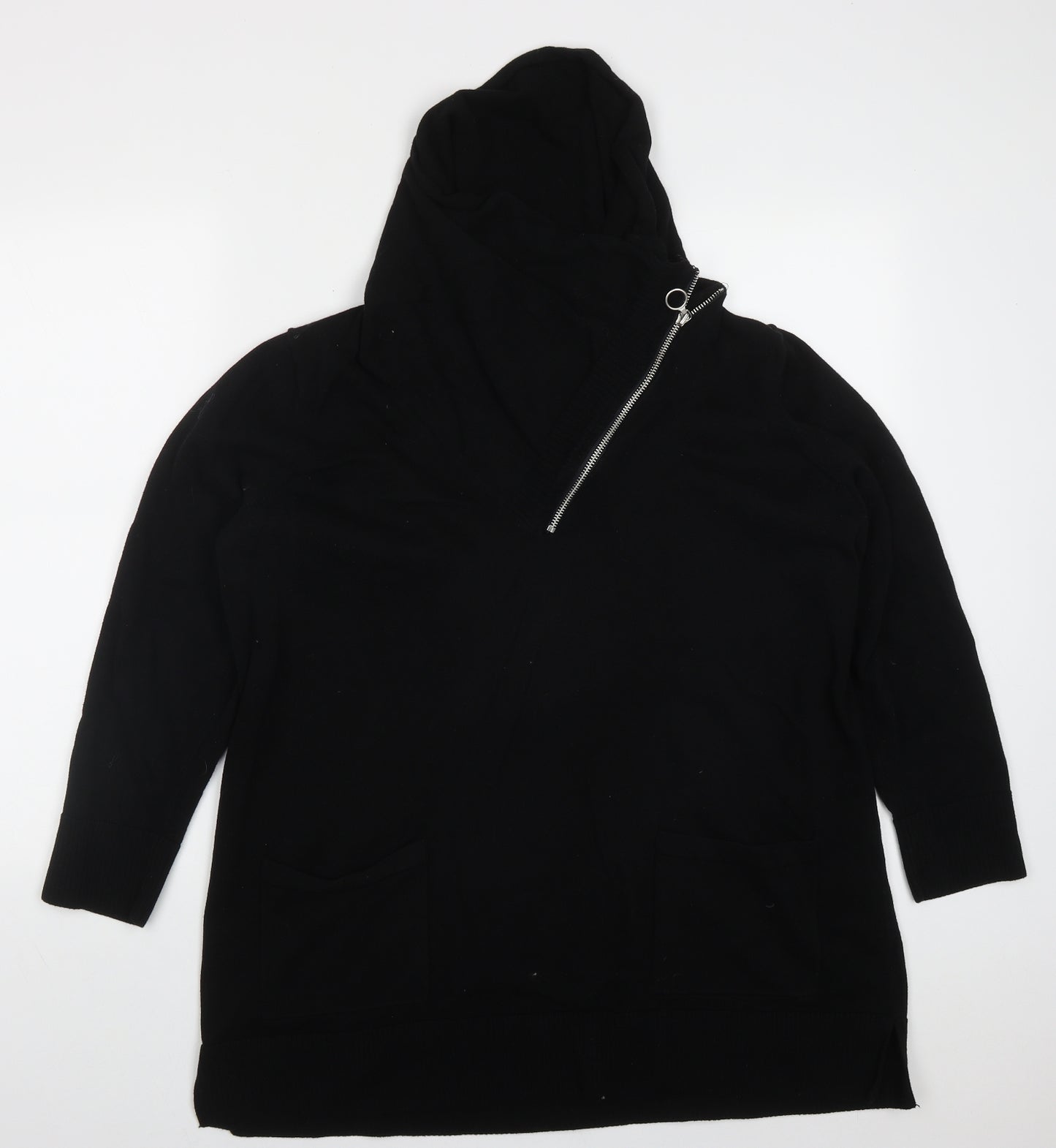 Eight Eight Eight  Womens Black High Neck  Cotton Pullover Jumper Size 2XL