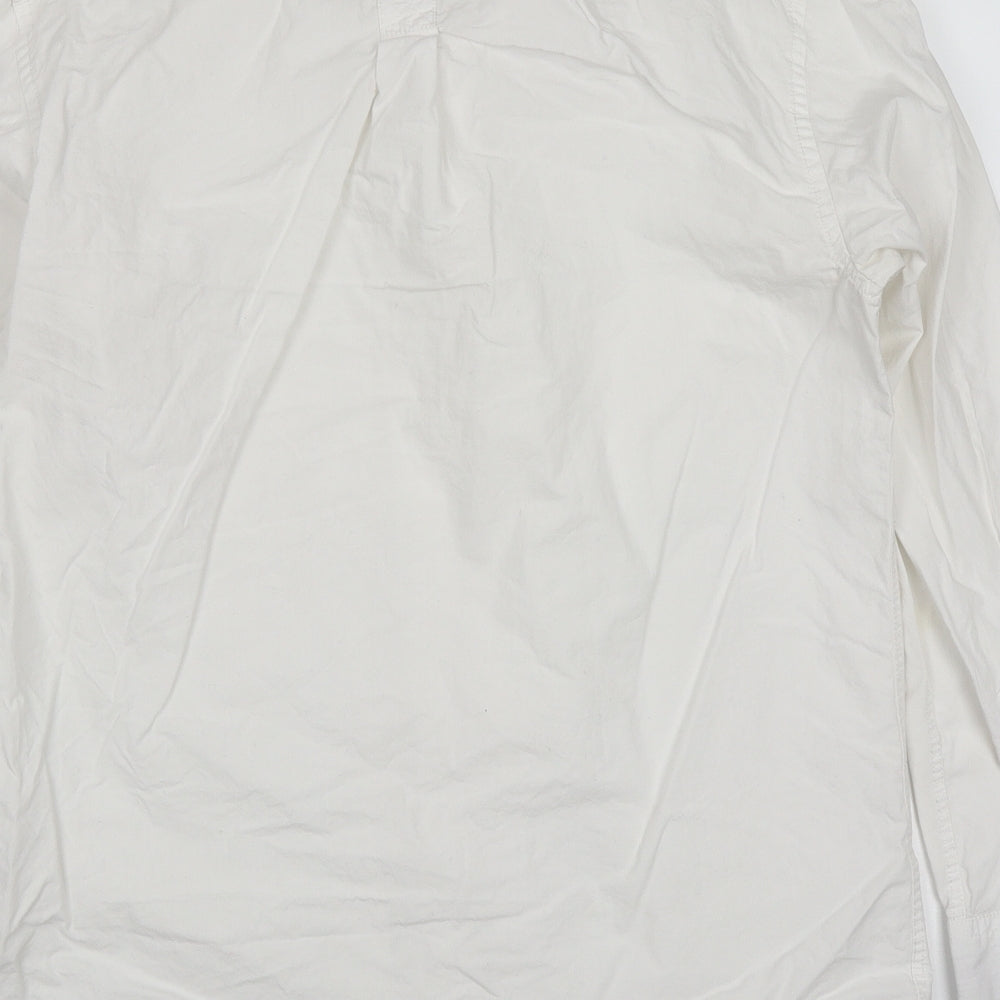 Charles Wilson Mens White  Cotton  Dress Shirt Size L Collared Button