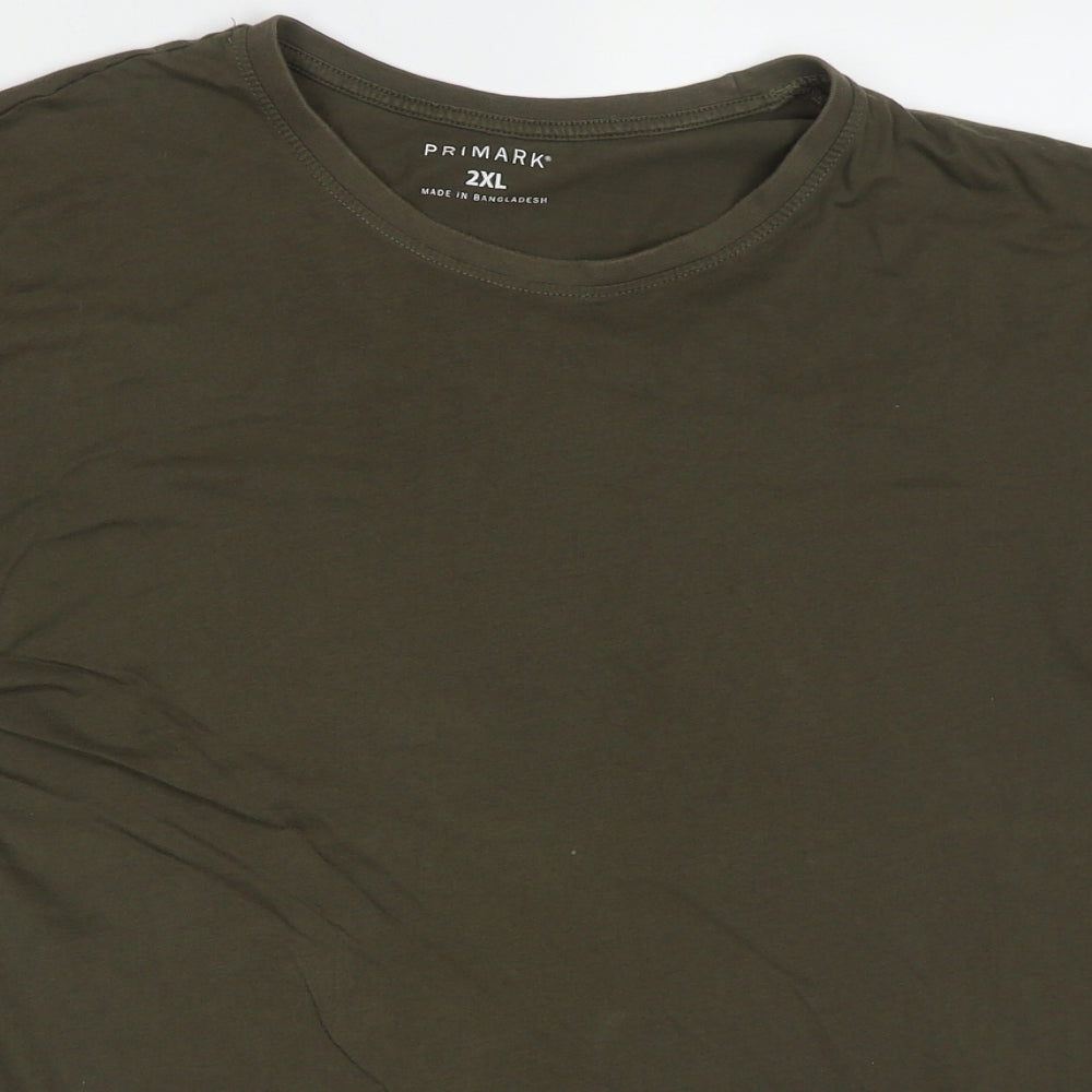Primark Mens Green  Cotton  T-Shirt Size 2XL Crew Neck