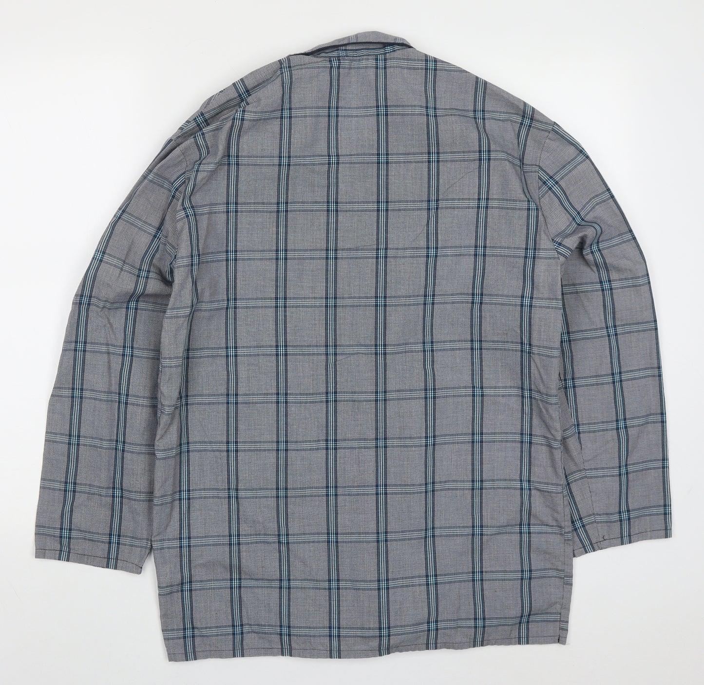 Marks and Spencer Mens Blue Check Polyester  Pyjama Top Size S  Button