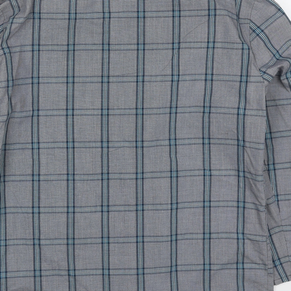 Marks and Spencer Mens Blue Check Polyester  Pyjama Top Size S  Button